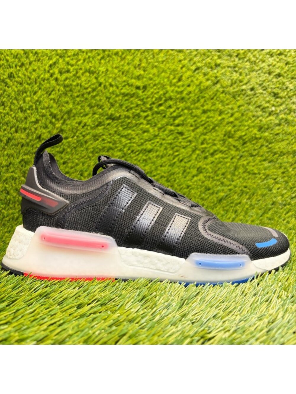 Adidas NMD_V3 OG Boys Size 7Y Black Red Blue Running Athletic Shoes Sneakers